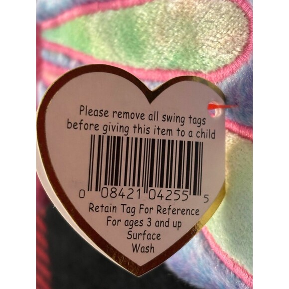 1999 Ty Flitter the Butterfly 4255 Beanie Baby 7" Pink Purple Bug Plush Toy - Picture 5 of 7